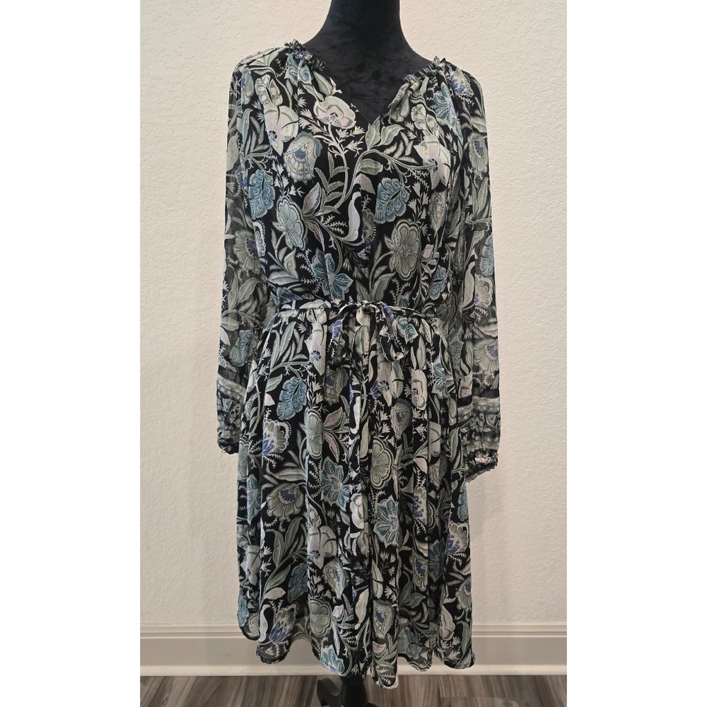 Lane Bryant Floral Print Dress with Metallic Accents - Size 16